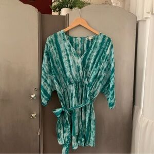 Teal Tie-Dye Romper with Tie